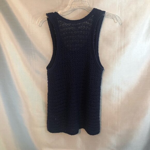 NWT Arerie Crochet Navy Blue Tank  Top Ladies Med - Picture 9 of 10